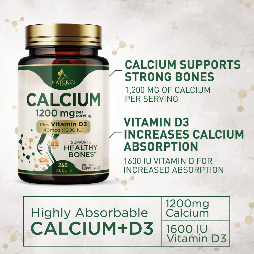 Teeth and bones concept with calcium 1200 mg and vitamin D3
