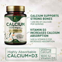 Teeth and bones concept with calcium 1200 mg and vitamin D3