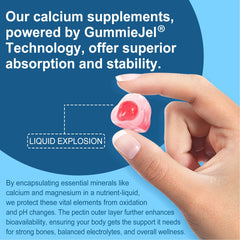 Vegan sugar free calcium gummies packaging and GMP badge