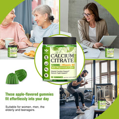 Diagram showing calcium citrate 1200mg supporting bones and teeth