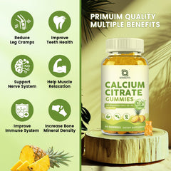 Close-up of pineapple-flavored calcium citrate gummy texture