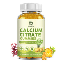 Calcium Citrate 1200mg with Vitamin D3 pineapple gummies bottle front view