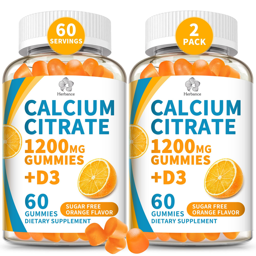Product hero image: 2 pack Calcium Citrate 1200 mg Gummies with Vitamin D3 - orange flavor