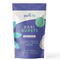 BariBurst Calcium Citrate Bariatric Chews Sour Grape flavor packaging front