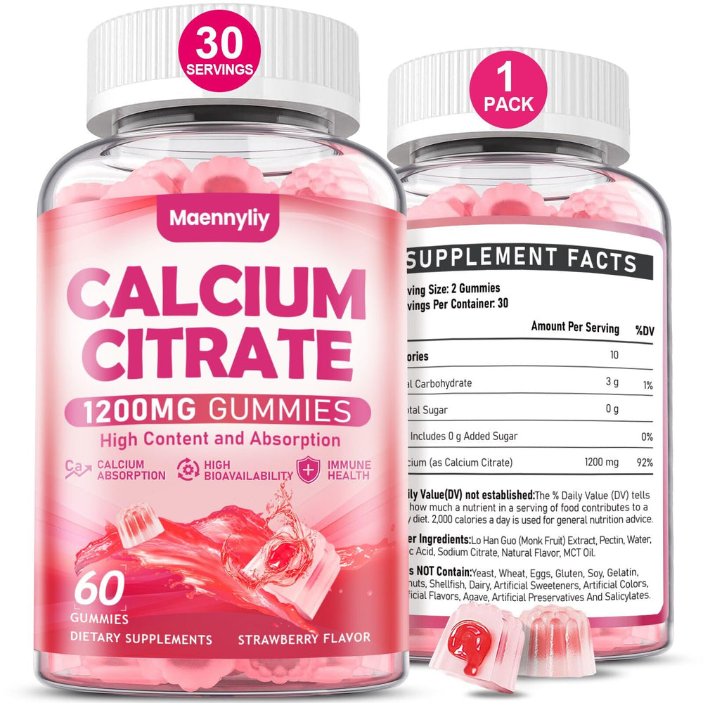 Bottle of Calcium Citrate Gummies 1200 mg for adults