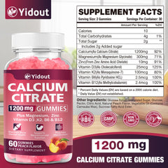 Close-up of Peach Calcium Citrate Gummies 1200mg