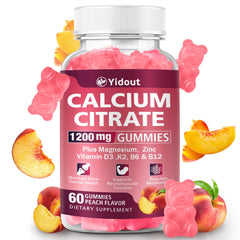 Bottle of Calcium Citrate Gummies 1200mg – Peach flavor, 60 count