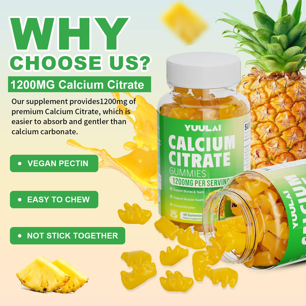 Sugar-free vegan non-GMO calcium citrate gummies label