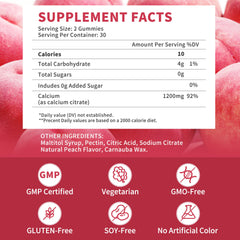 Nutrition facts panel showing 1200 mg calcium per serving