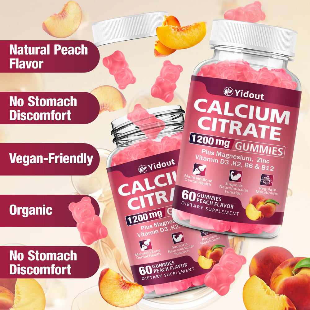 Peach-flavored gummy bottle packaging