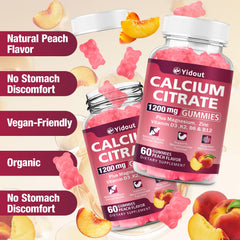 Peach-flavored gummy bottle packaging