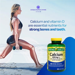 Back label with supplement facts for Calcium 600 mg and Vitamin D3 800 IU