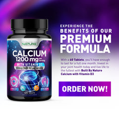 Bottle of calcium D3 supplement with 60 tablets