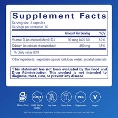 Close-up of calcium with vitamin D3 capsules