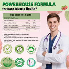 Serving of raspberry calcium drops in a glass with raspberries