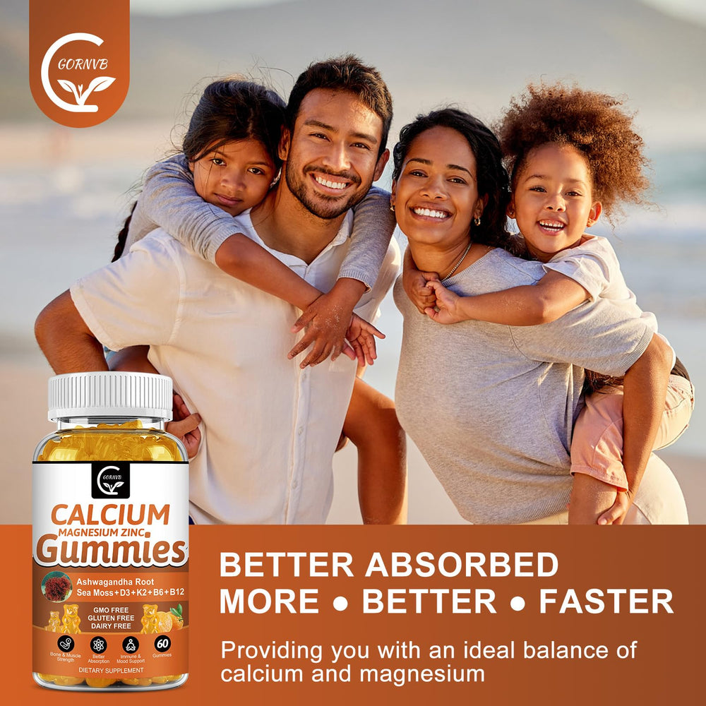 Chewable calcium gummies for bone, teeth, and immune support