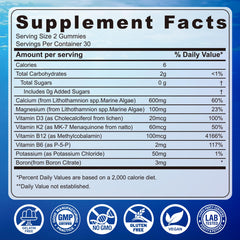 Ocean algae calcium gummy ingredients and label
