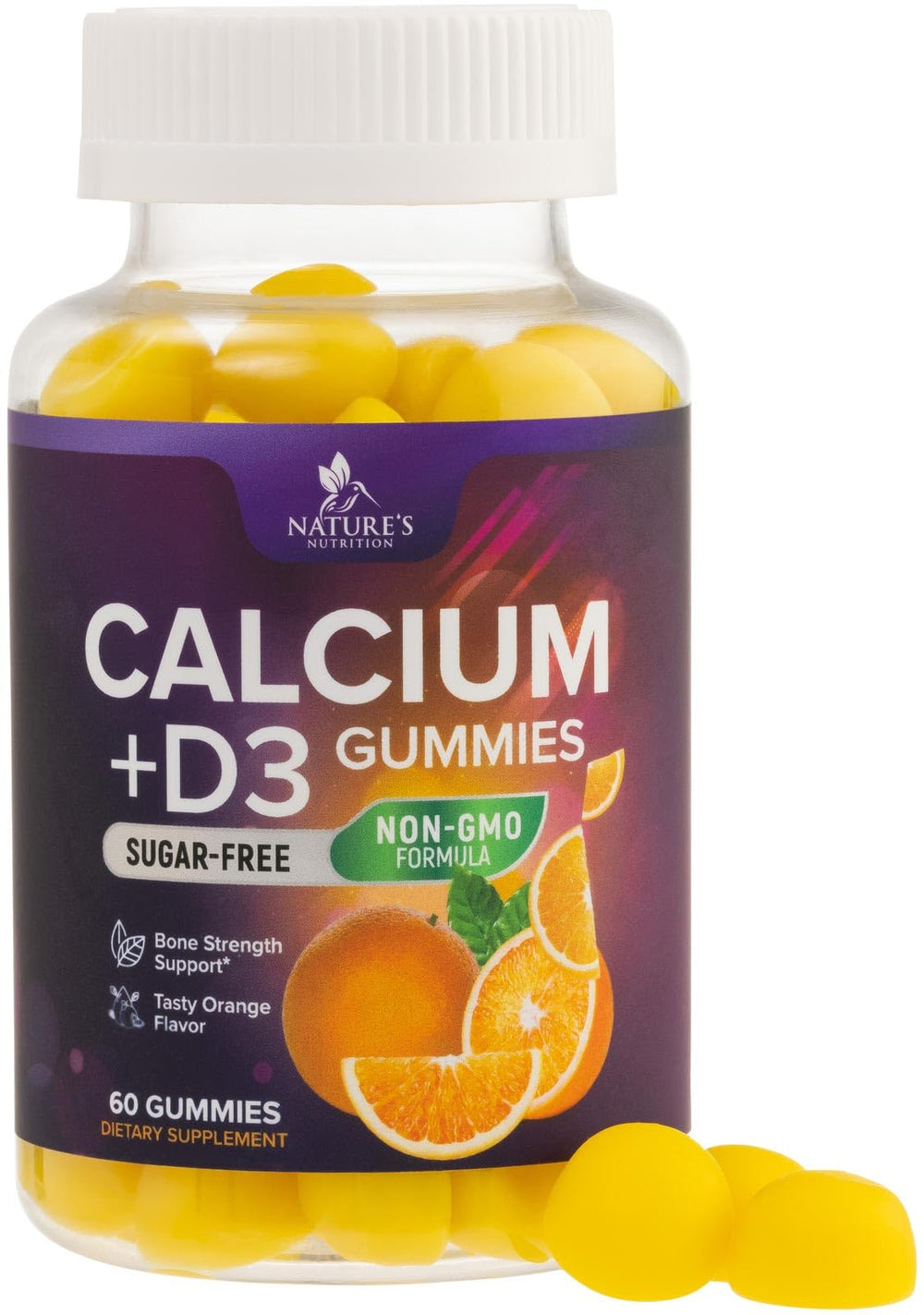 Calcium gummies with vitamin D3 400 IU – sugar-free, 60-count