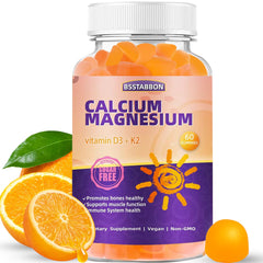 Bottle of Calcium Magnesium Gummies for Adults with Zinc, D3 and K2