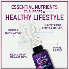Front view of the calcium supplement packaging