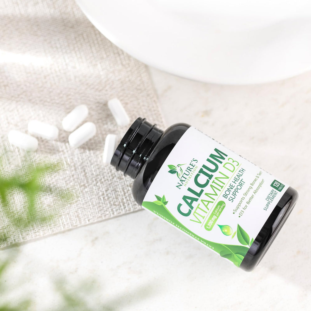 Packaging and bottle of calcium supplement bottled in the USA