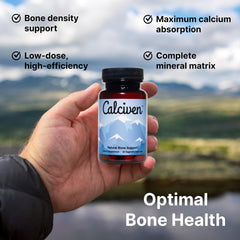 Calciven bone-density formula ingredients table highlighting calcium and vitamin D3