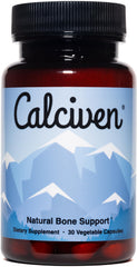 Calciven natural bone-support bottle cap close-up showing easy-to-swallow capsules