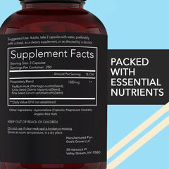 Back of the bottle showing supplement facts for California Basics fiber