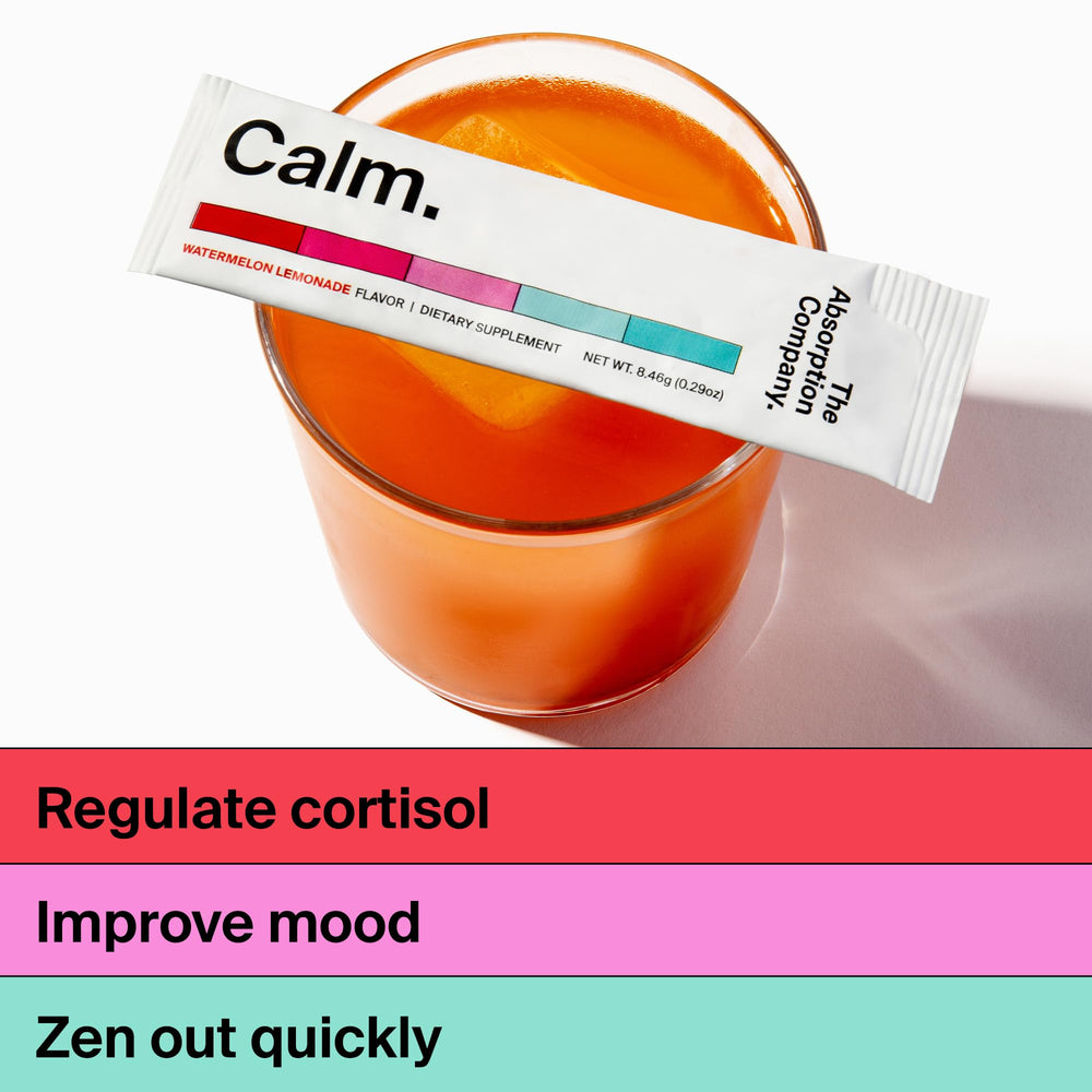 Close-up of Calm Drink Mix ingredients including magnesium