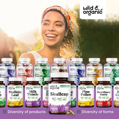 Concept image of relaxation and calmness with skullcap supplement