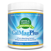 CalMag Plus calcium magnesium powder supplement packaging with scoop