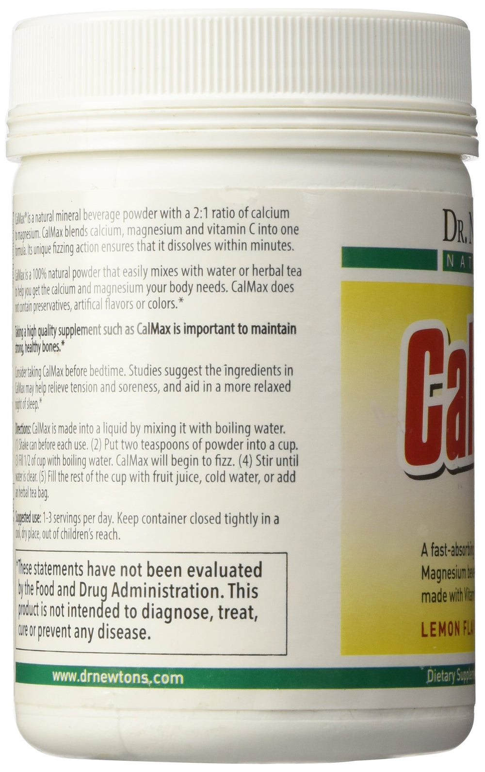 CalMax bottle with label close-up