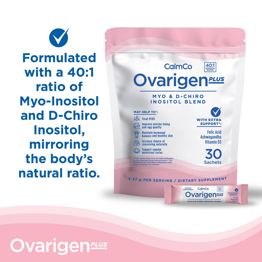 Ashwagandha, folic acid, and vitamin D3 ingredients for CalmCo Ovarigen Plus