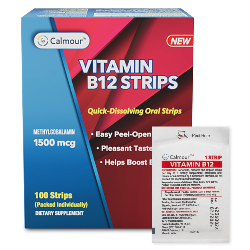 Calmour Vitamin B12 Strips 100 pack, front view