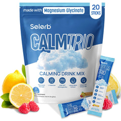 CalmTrio Raspberry Lemon magnesium glycinate powder canister with scoop