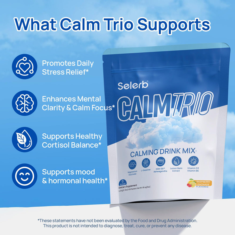 Close-up of CalmTrio Raspberry Lemon product label