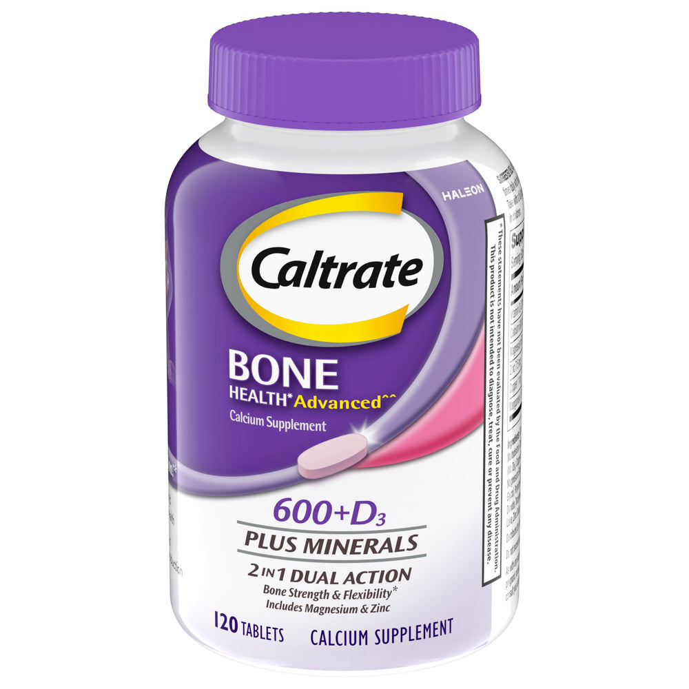 Front view of Caltrate 600 Plus D3 Plus Minerals bottle