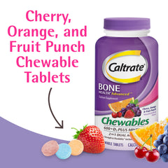 Caltrate chewables 600 Plus D3 minerals bottle with cherry flavor - back view