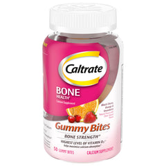 Bottle of Caltrate Gummy Bites with Black Cherry flavor (50 count)