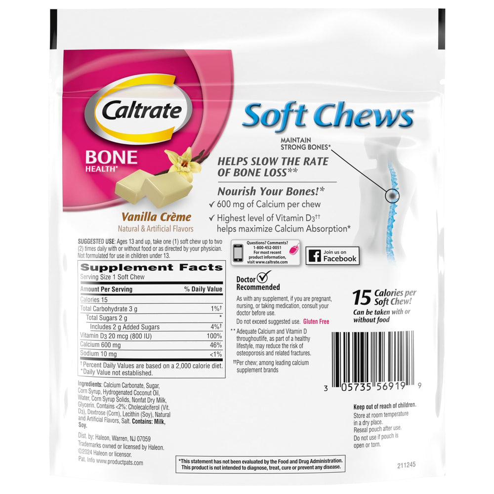 60-count label on Caltrate Vanilla Creme chews