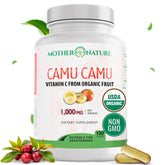 Organic Camu Camu Vitamin C capsules bottle labeled 1000mg