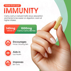 Close-up of Camu Camu capsules bottle