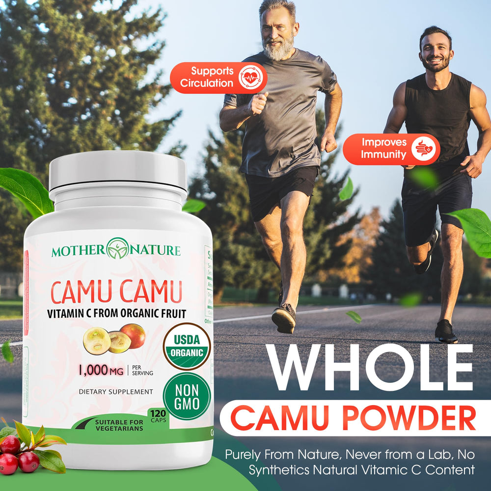 Vegan, Non-GMO, gluten-free Camu Camu capsules packaging