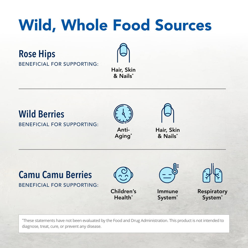 Ingredients: camu camu berries, acerola cherry, rhus coriaria powder and rose hip powder