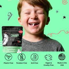 Eco-friendly packaging for Canary toothpaste tablets