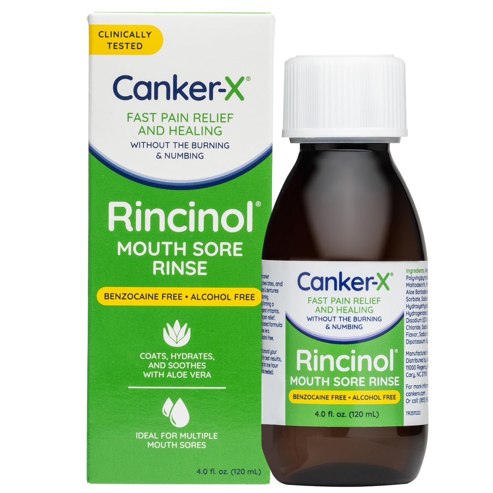 Canker-X Rincinol Mouthwash bottle with label