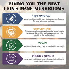 Packaging label showing ingredients Lion’s Mane, Cordyceps, Reishi