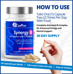 Spirulina powder beside CanPrev Synergy B Complex bottle
