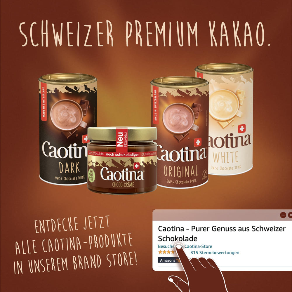 Serving suggestion: glass of Caotina chocolate drink
