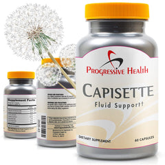 Capisette Water Retention bottle and capsules on white background
